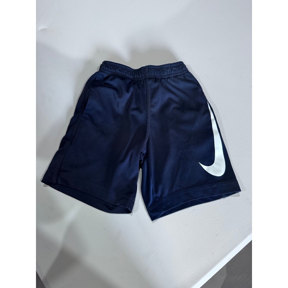 Nike Boys Dri-FIT Navy Blue Athletic Shorts Big Swoosh Size 6 5-6 YRS 2851-695